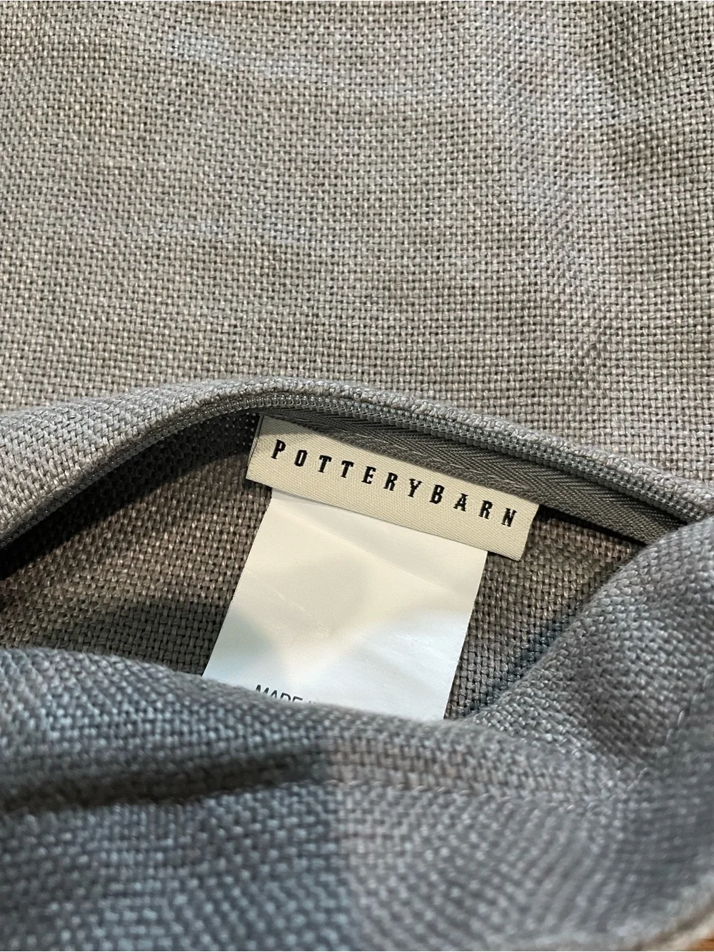 S/2 Pottery Barn 100% Linen Pillow Covers Grey/Blue Reversible 20 Inch-Coastal